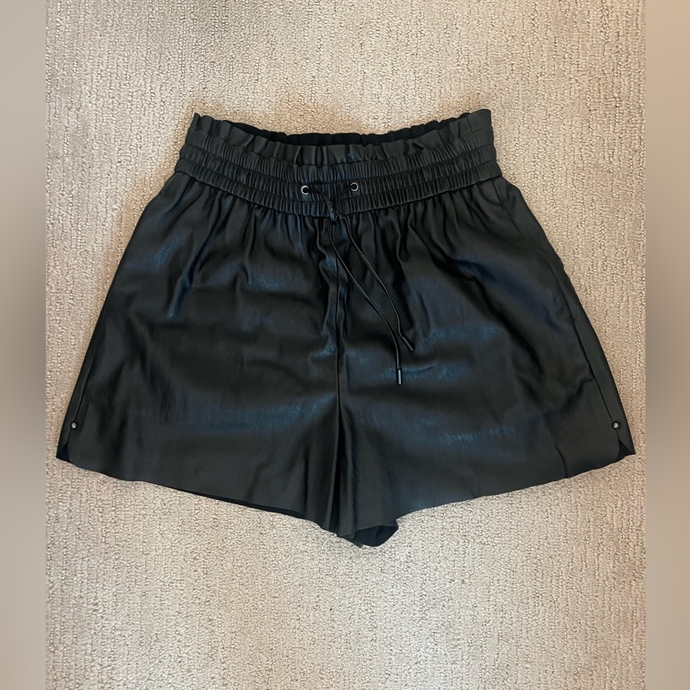 Zara Black High-Waist Elastic Tie-Front Women's Shorts